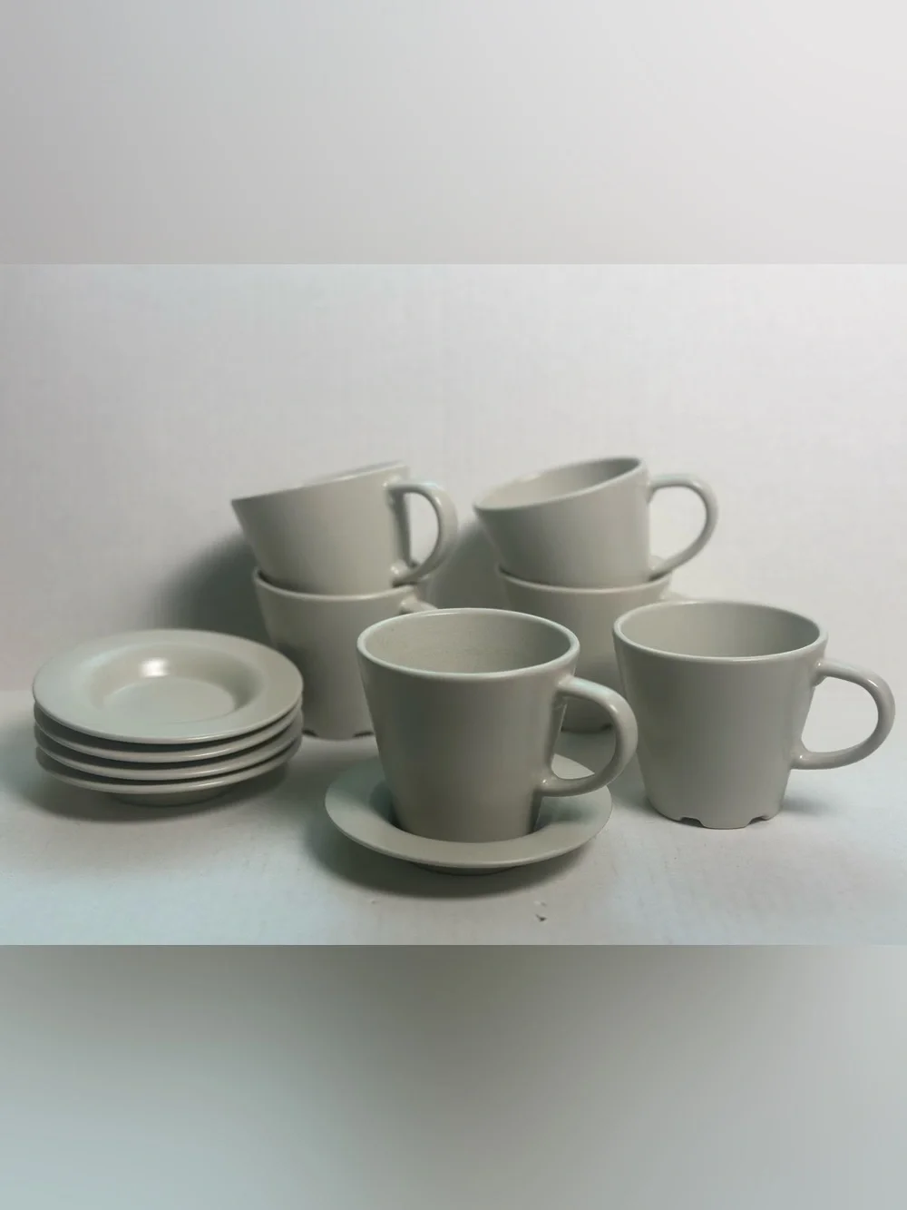 IKEA Dinera Off White Ceramic Espresso Cups with Saucers - Set of 6